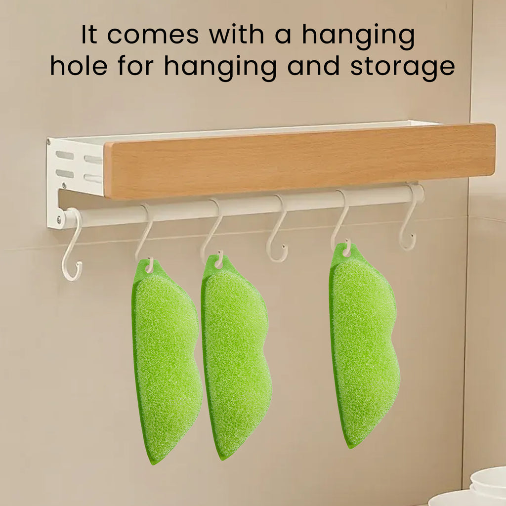 3 Counts Green Magic Beans Bottle Cleaner, Reusable Sponge with Ceramic Balls for Deep Cleaning