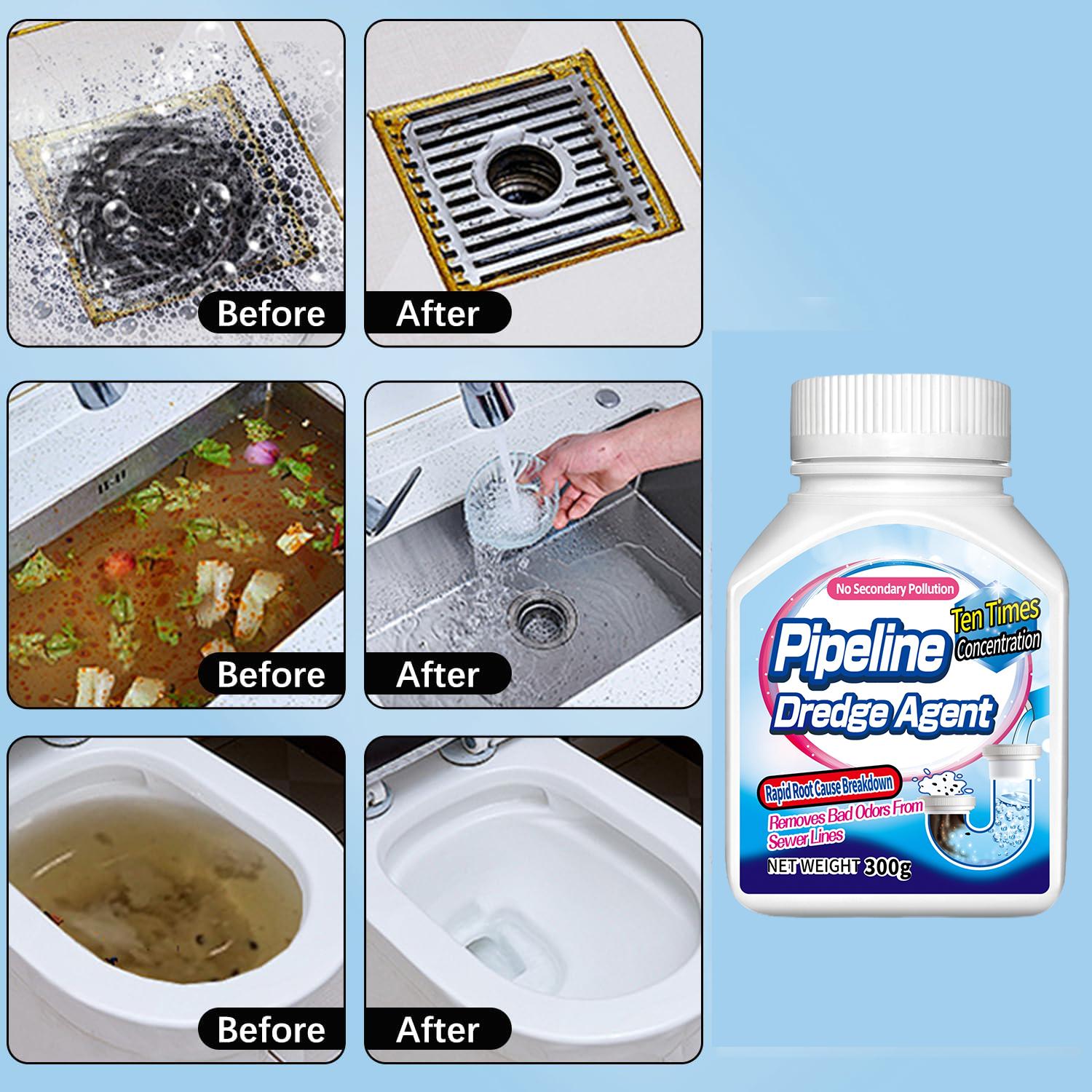 Pipeline Dredging Agent 300g - Powerful Quick Cleaning Drain Clog Remover for Kitchen Bathroom Toilet - Smooth Pipe Flow Restorer