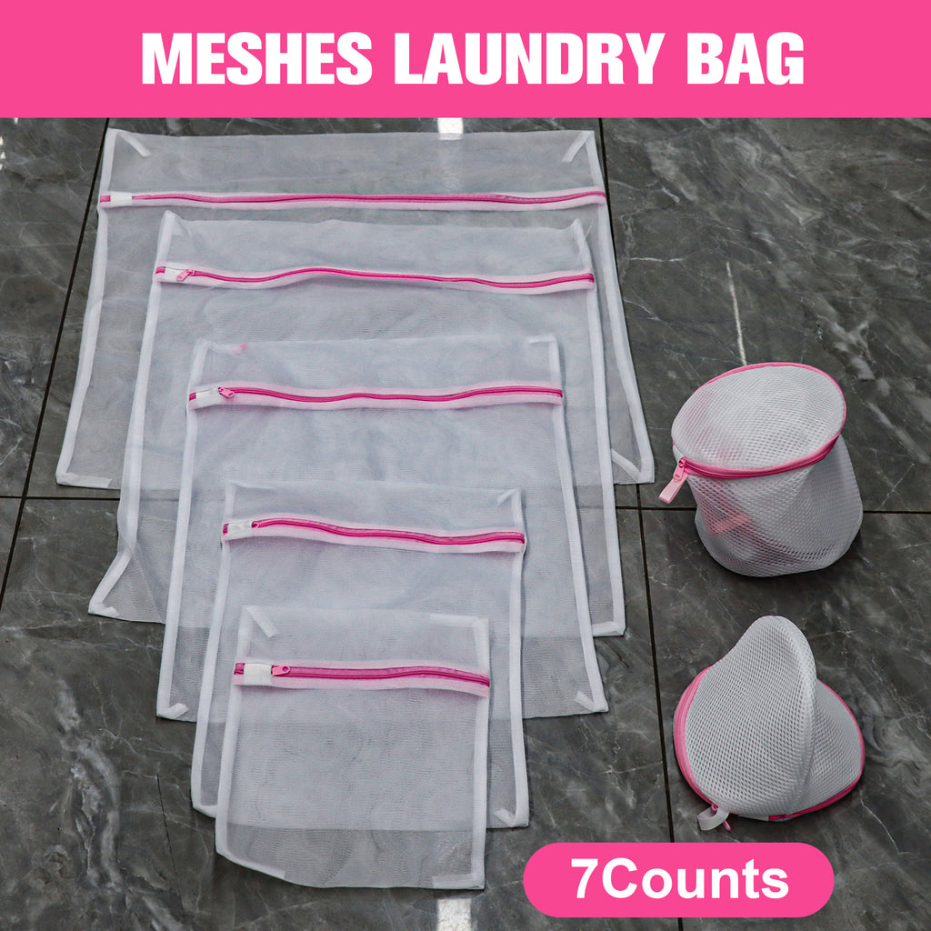 7 Counts Mesh Laundry Bags for Delicates, Clothing Protection Bags with Secure Zipper, Wash Organizer for Underwear, Stockings & Delicate Items