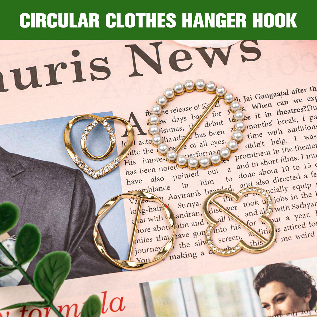 4 Counts Women Clothing Scarf Ring, Rhinestone & Pearl Design for Stylish Outfits