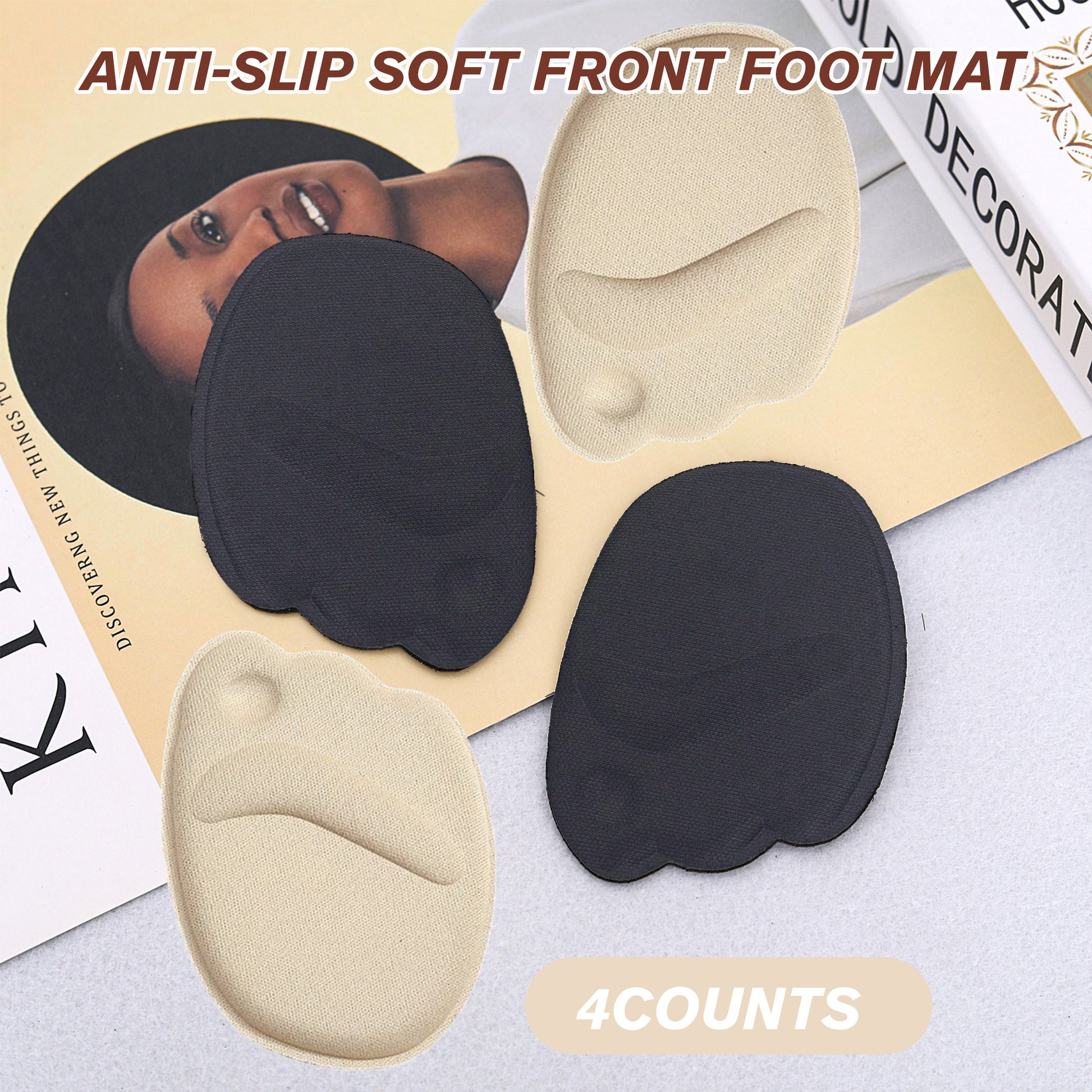 4 Counts Shoe Filler Heel Pads for Womens Shoes, sponge material, breathable with cushioning, self-adhesive for easy use：Black and Beige