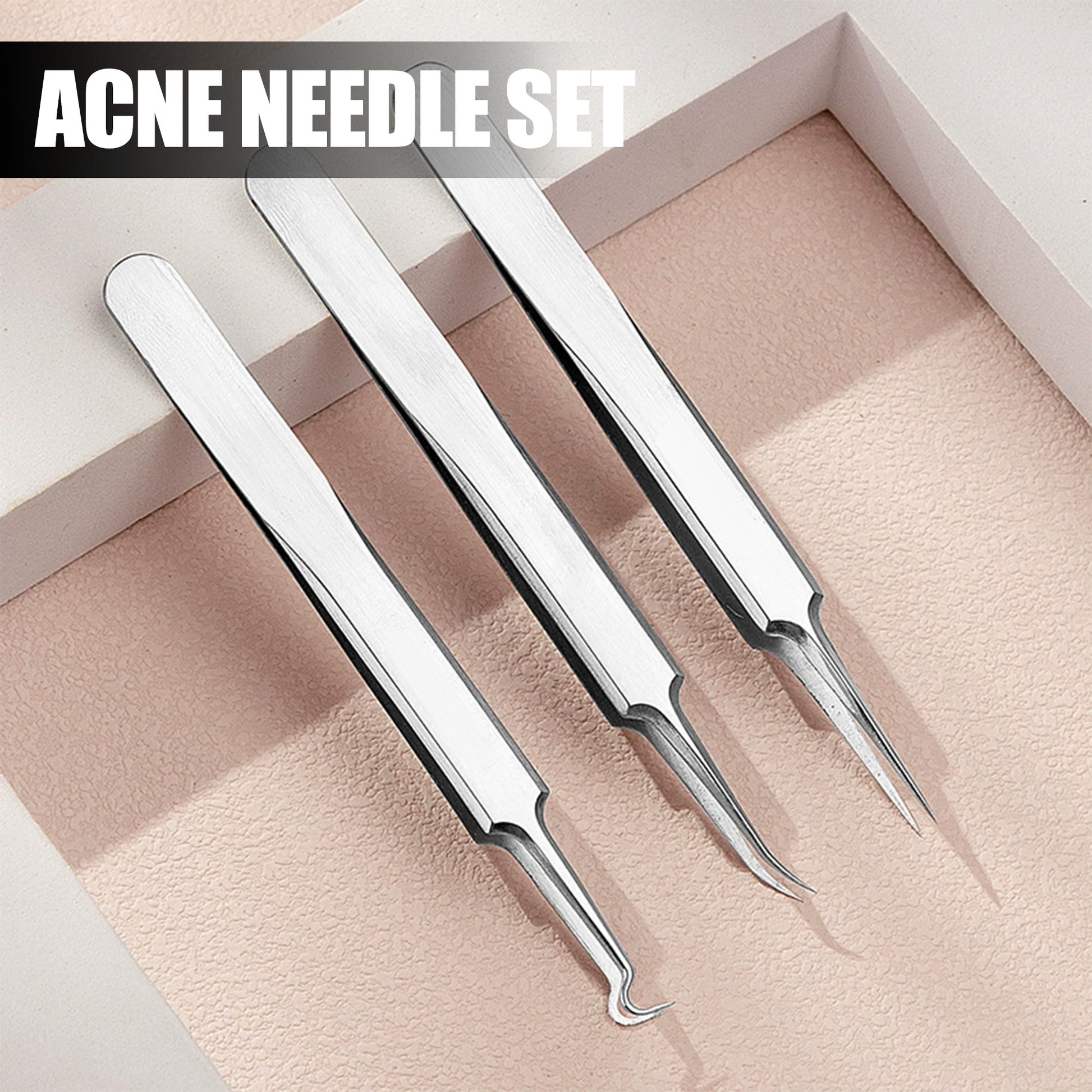 14 Counts Acne Needle Set, Cell Forceps, Blackhead Remover, Pimple Tweezers,  Comedone Whitehead Popping Zit Blemish Facial Skin Care Tools with Metal Case
