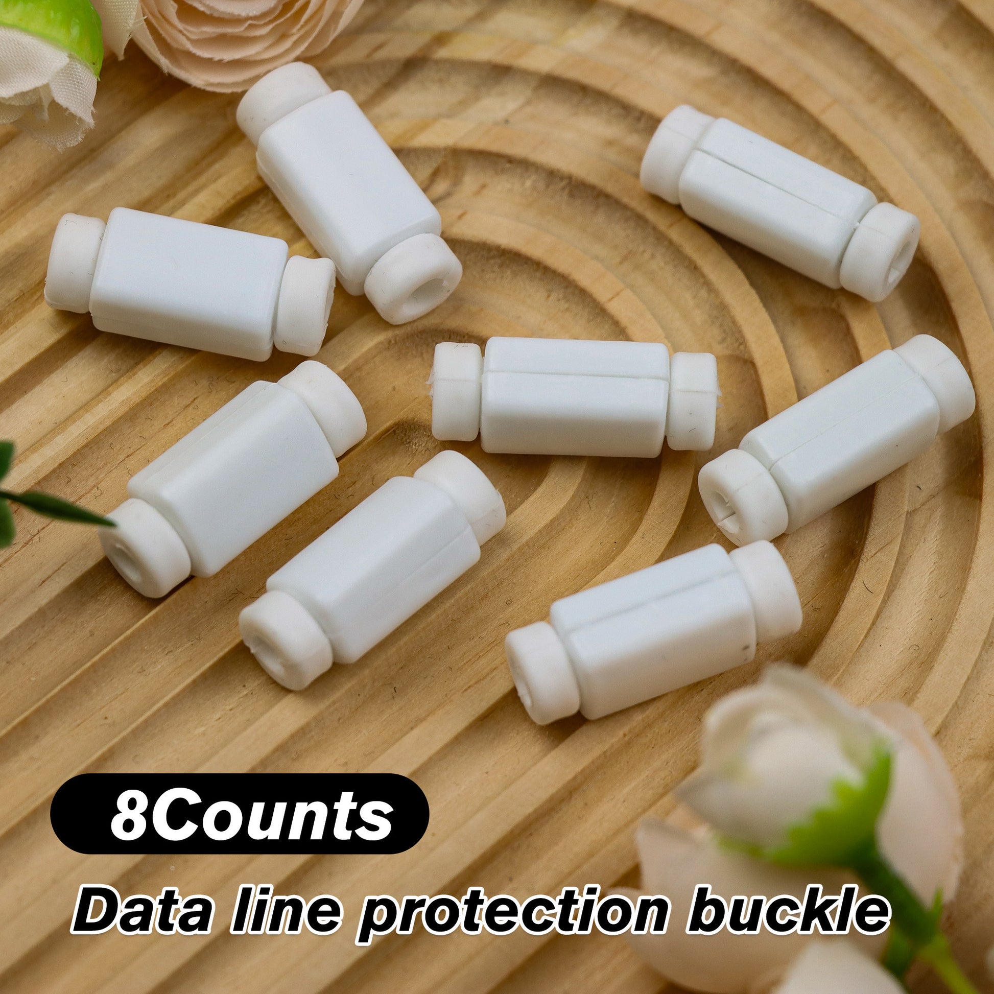 8 Counts Cable Protector Buckle - Flexible PVC Sleeves for Type-C/Lightning Cables, Easy Snap-On Design