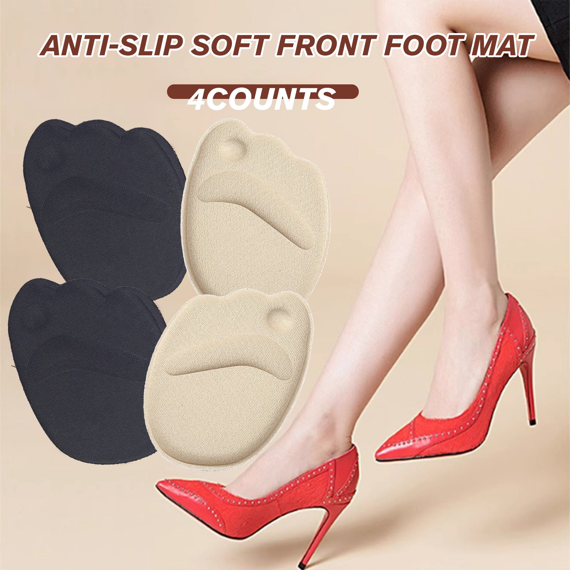 4 Counts Shoe Filler Heel Pads for Womens Shoes, sponge material, breathable with cushioning, self-adhesive for easy use：Black and Beige