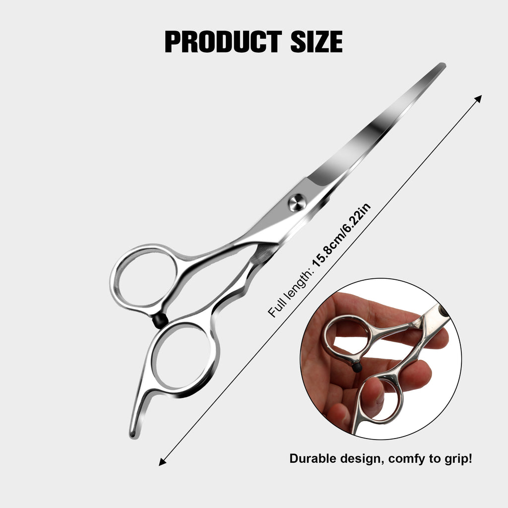 1 Count  Hair Cutting Shears, 6.22 Inch Barber Scissors for Thick Fine Hair, Anti-Rust Stainless Steel,silver