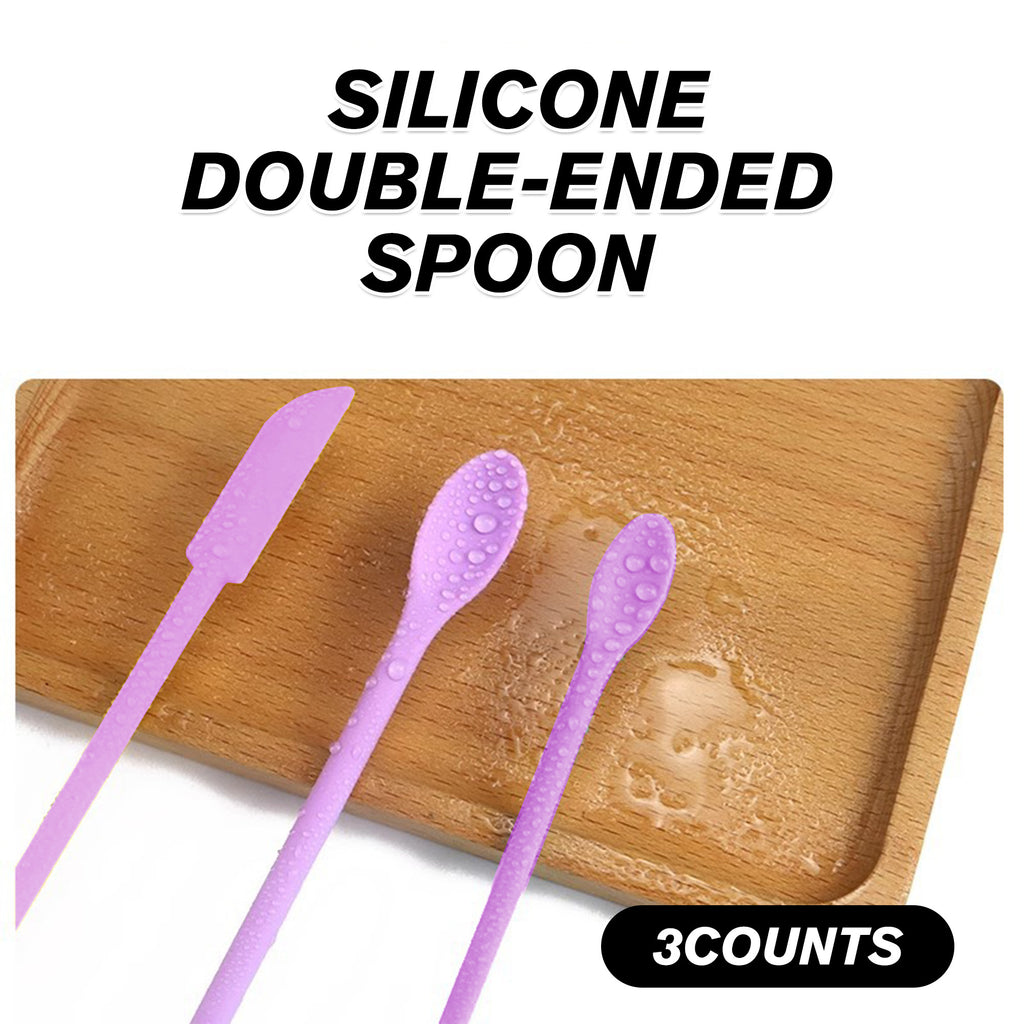 3 Counts Multi Size Makeup Spatula - Purple Food-Grade Silicone Scrapers for Cosmetics & Kitchen