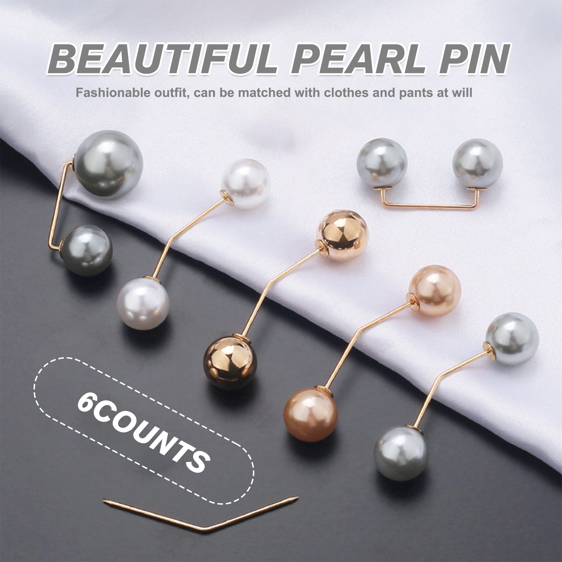 6 Counts Fashion Pearl Brooch - Versatile Accessory for Dresses, Hats & Special Occasions