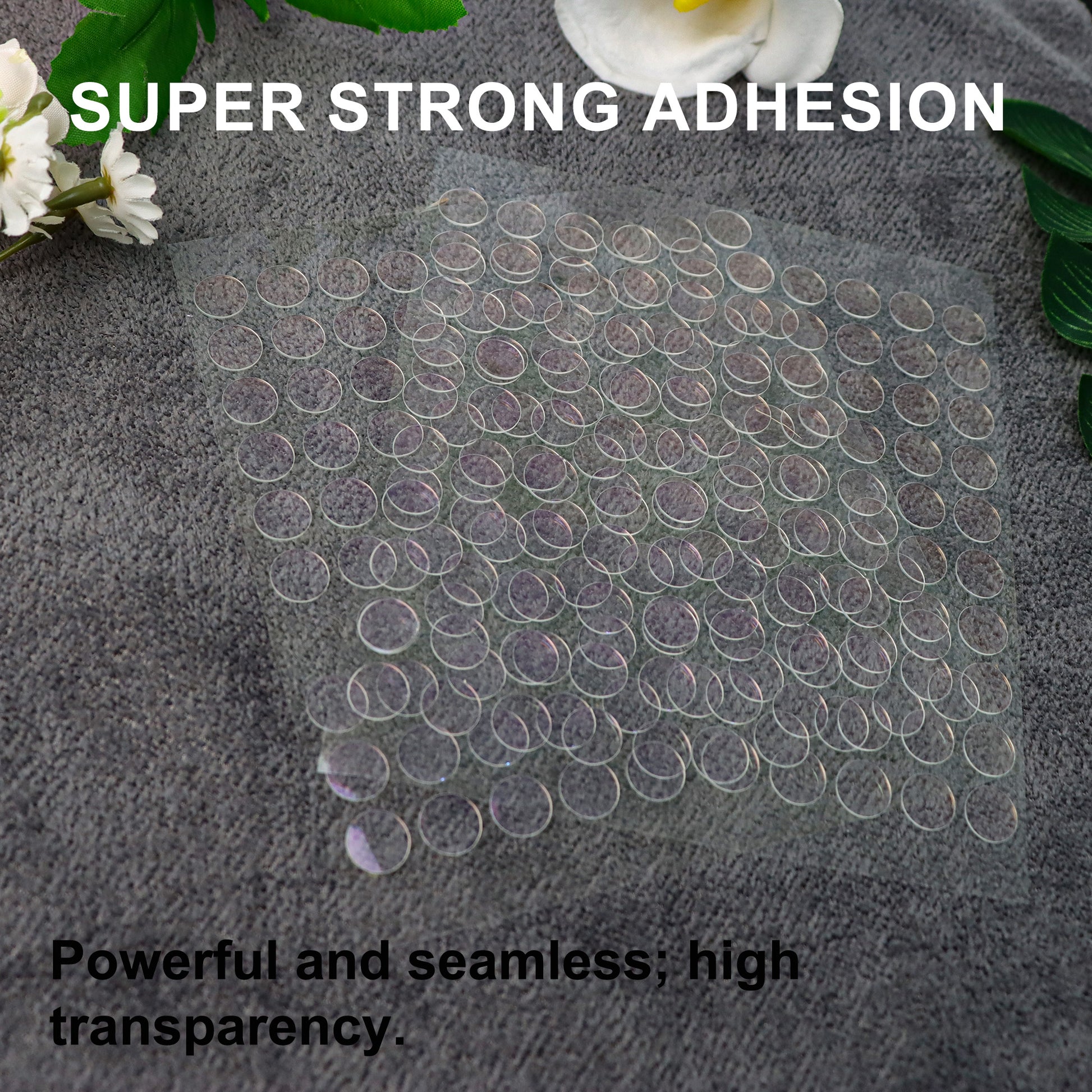 500 Counts Removable Double - Sided Adhesive Dots: clear acrylic, good viscosity, water-repellent, reusable, leaves no marks when peeled