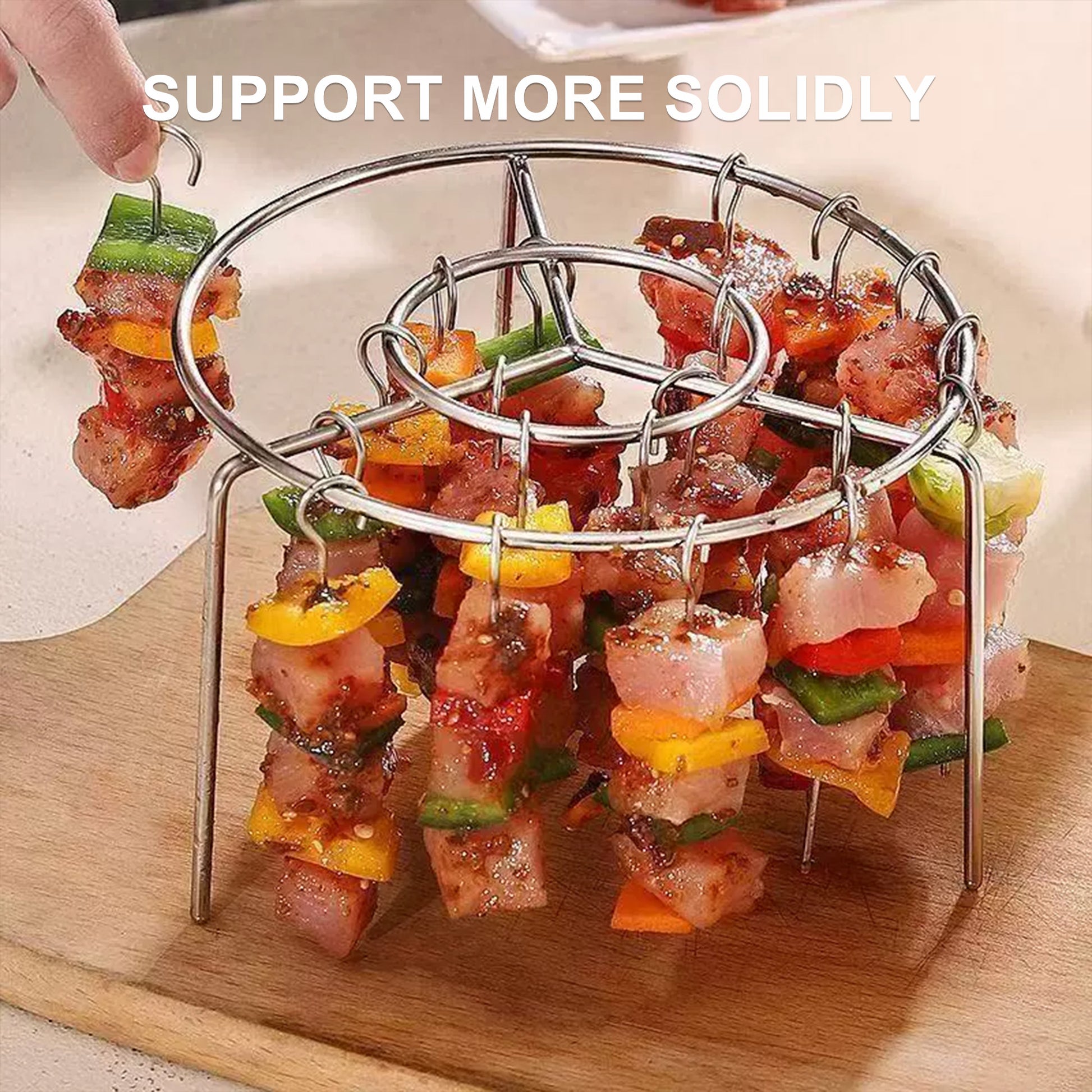 2 Counts Air Fryer Skewer Rack, Round Barbecue Grill No Need To Flip, Prevents Layered or Burnt Food,  Durable Performance Over Time, High-Quality Stainless Steel Material
