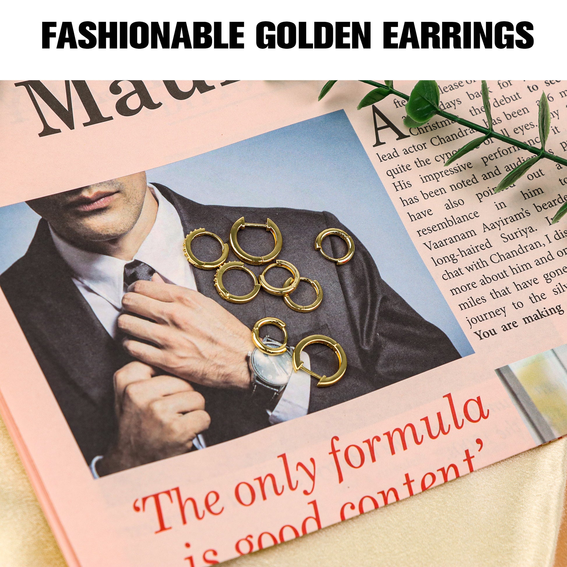 4 Counts Women's  Post Earrings Set,  Plated Hypoallergenic in 4 Sizes (6-12mm)