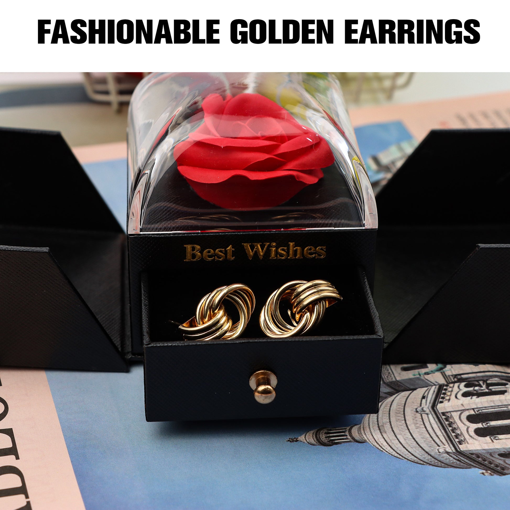 1 Count Gold Chain Dangle Earrings, multiple oval brass chains intertwined, hypoallergenic, chic and contemporary