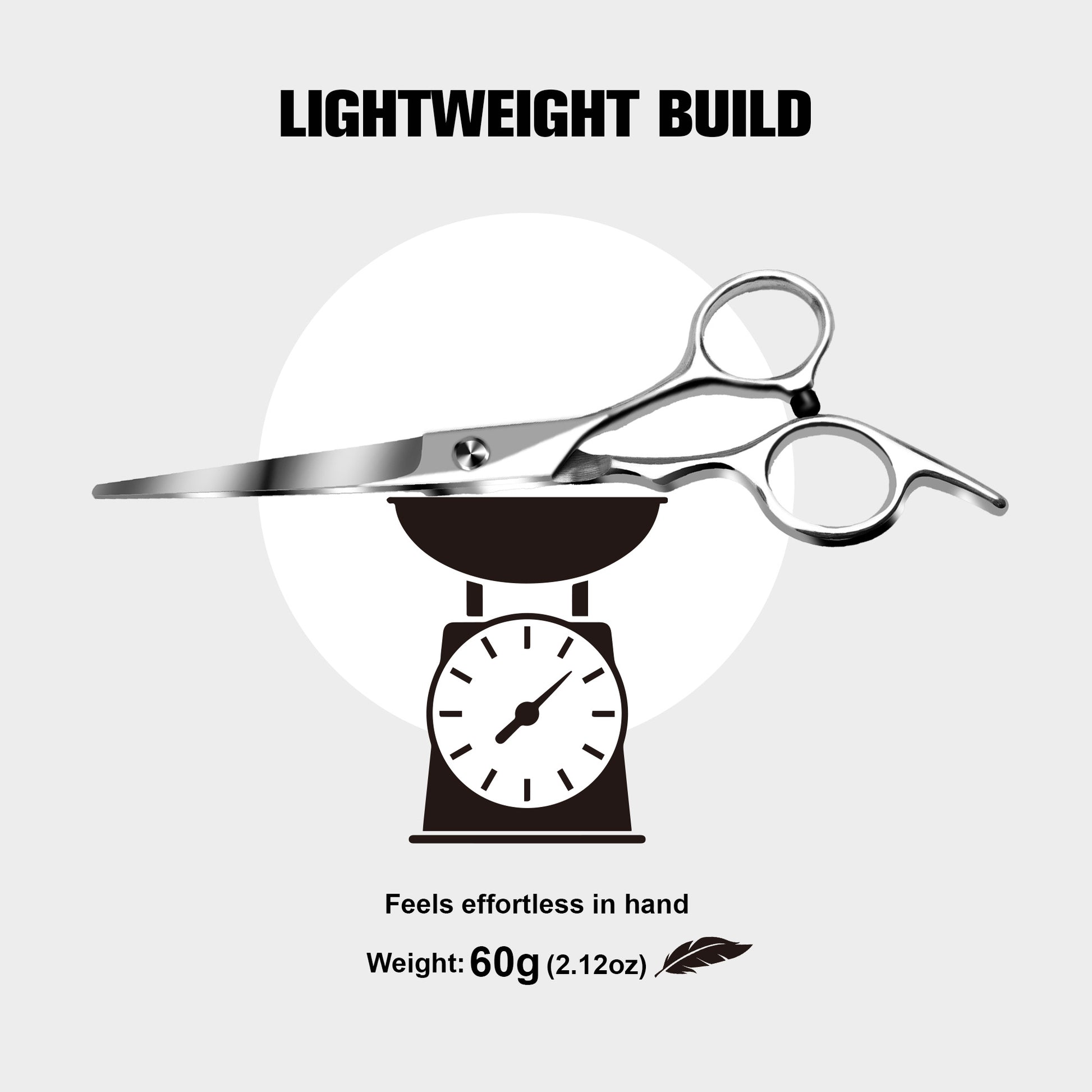 1 Count  Hair Cutting Shears, 6.22 Inch Barber Scissors for Thick Fine Hair, Anti-Rust Stainless Steel,silver