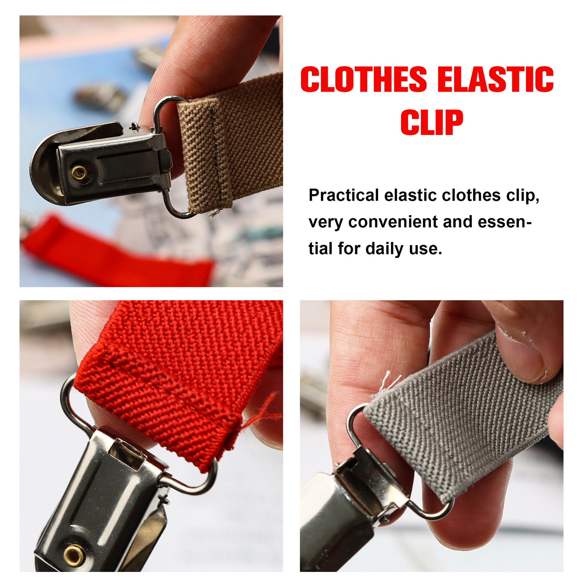 6 Counts Dress Clips Back Cinch Set, Multi-Color Elastic Fasteners for Sweaters & Shirts