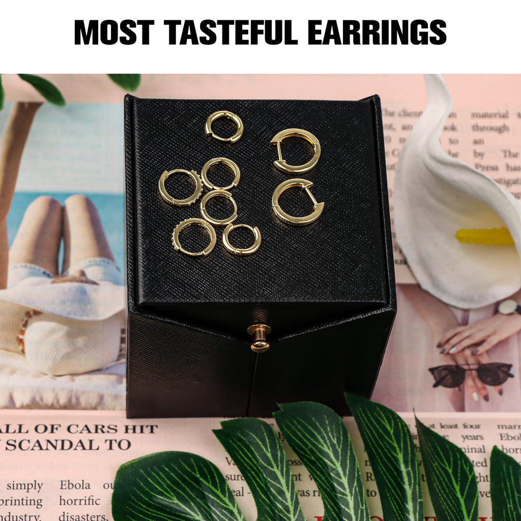 4 Counts Women's  Post Earrings Set,  Plated Hypoallergenic in 4 Sizes (6-12mm)