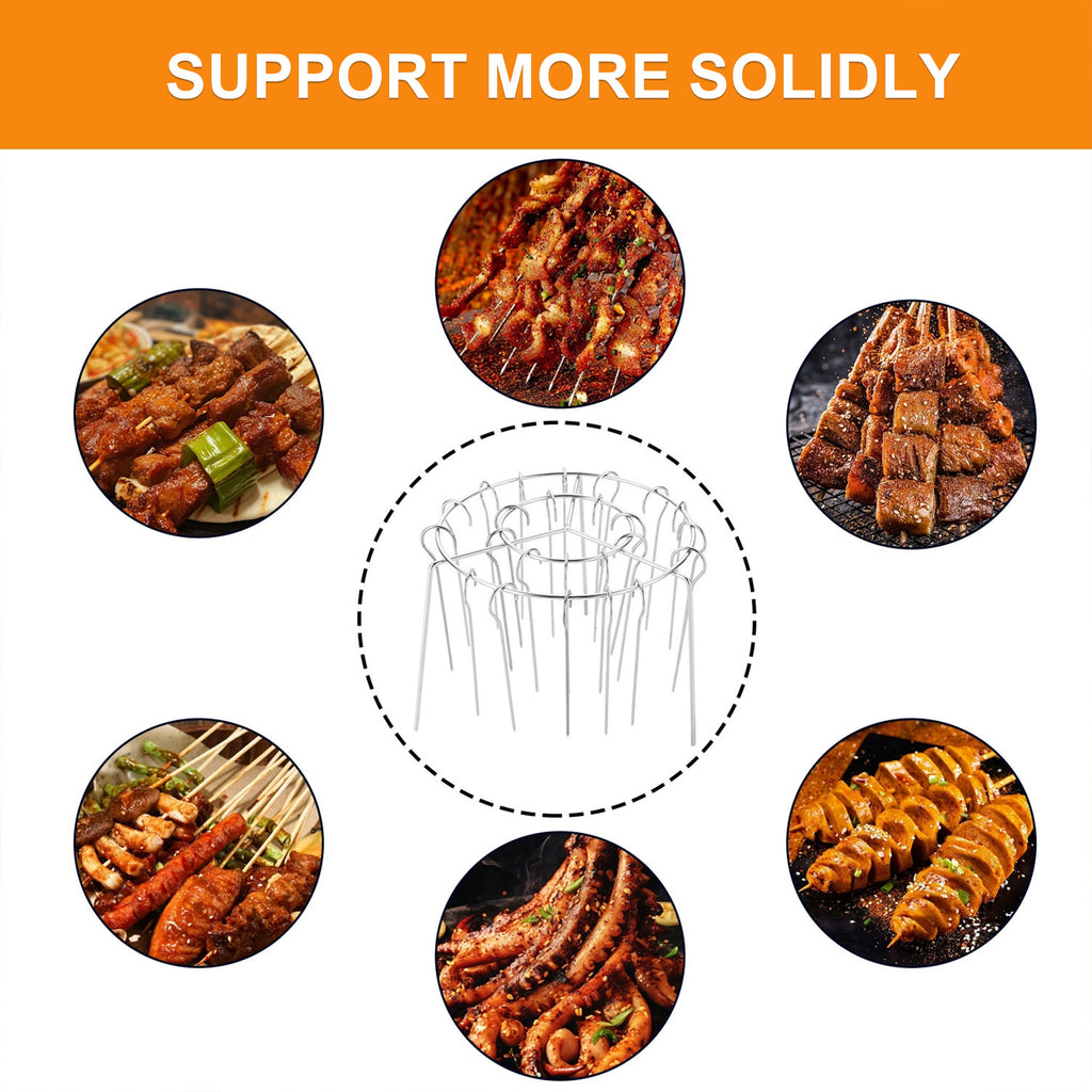 2 Counts Air Fryer Skewer Rack, Round Barbecue Grill No Need To Flip, Prevents Layered or Burnt Food,  Durable Performance Over Time, High-Quality Stainless Steel Material