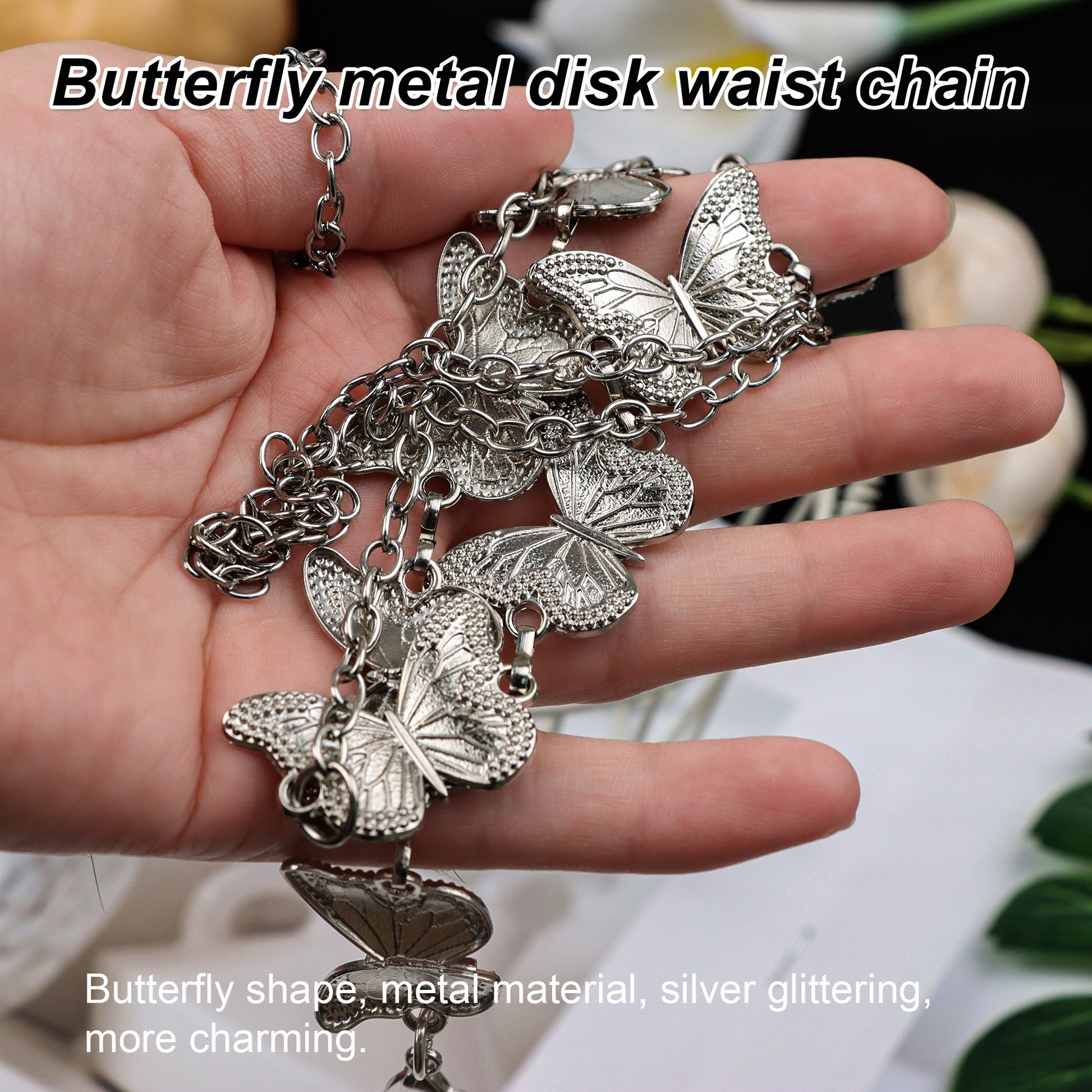 1 Count Boho Butterfly Waist Chain, Adjustable Ethnic Tassel Belt for Festival Outfits