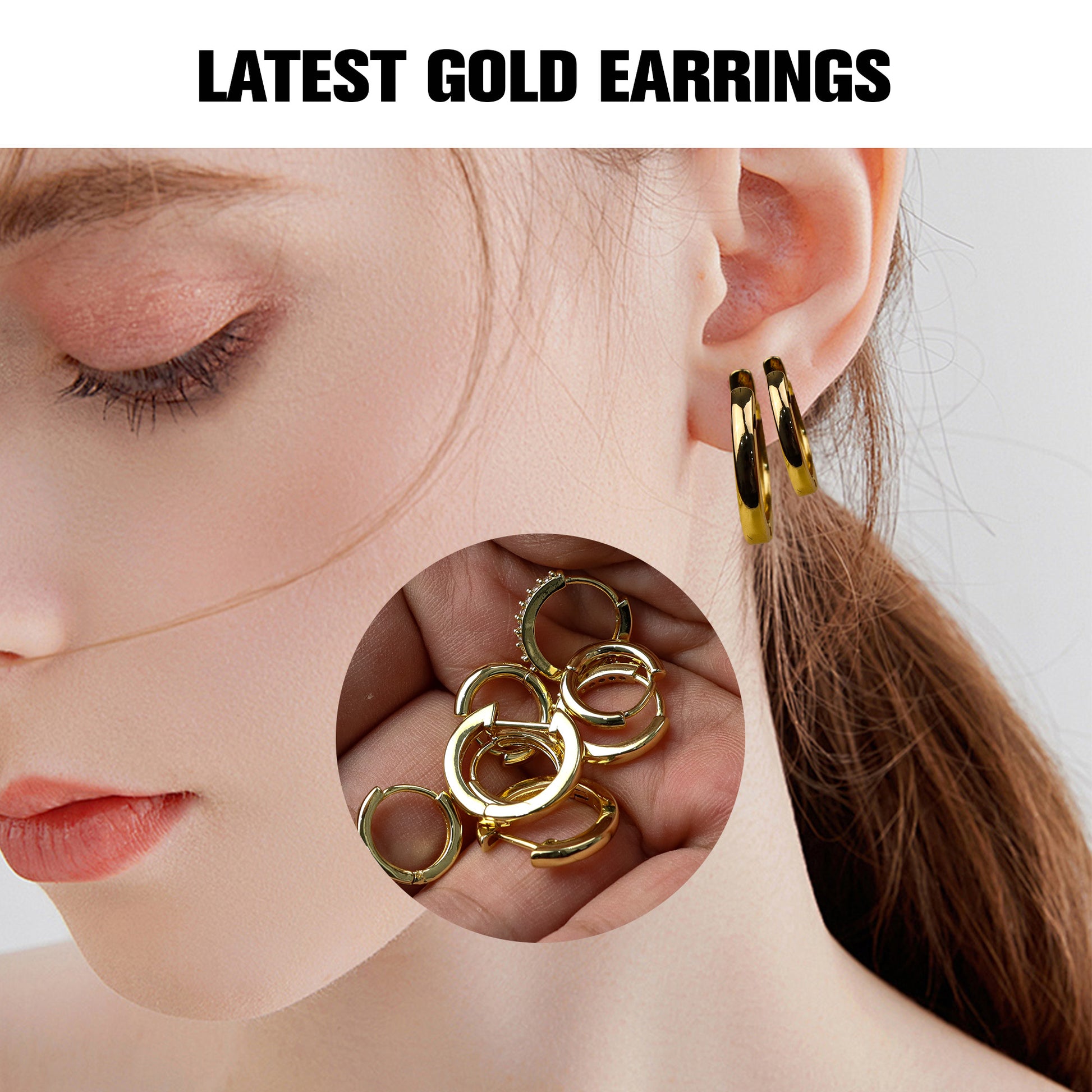 4 Counts Women's  Post Earrings Set,  Plated Hypoallergenic in 4 Sizes (6-12mm)