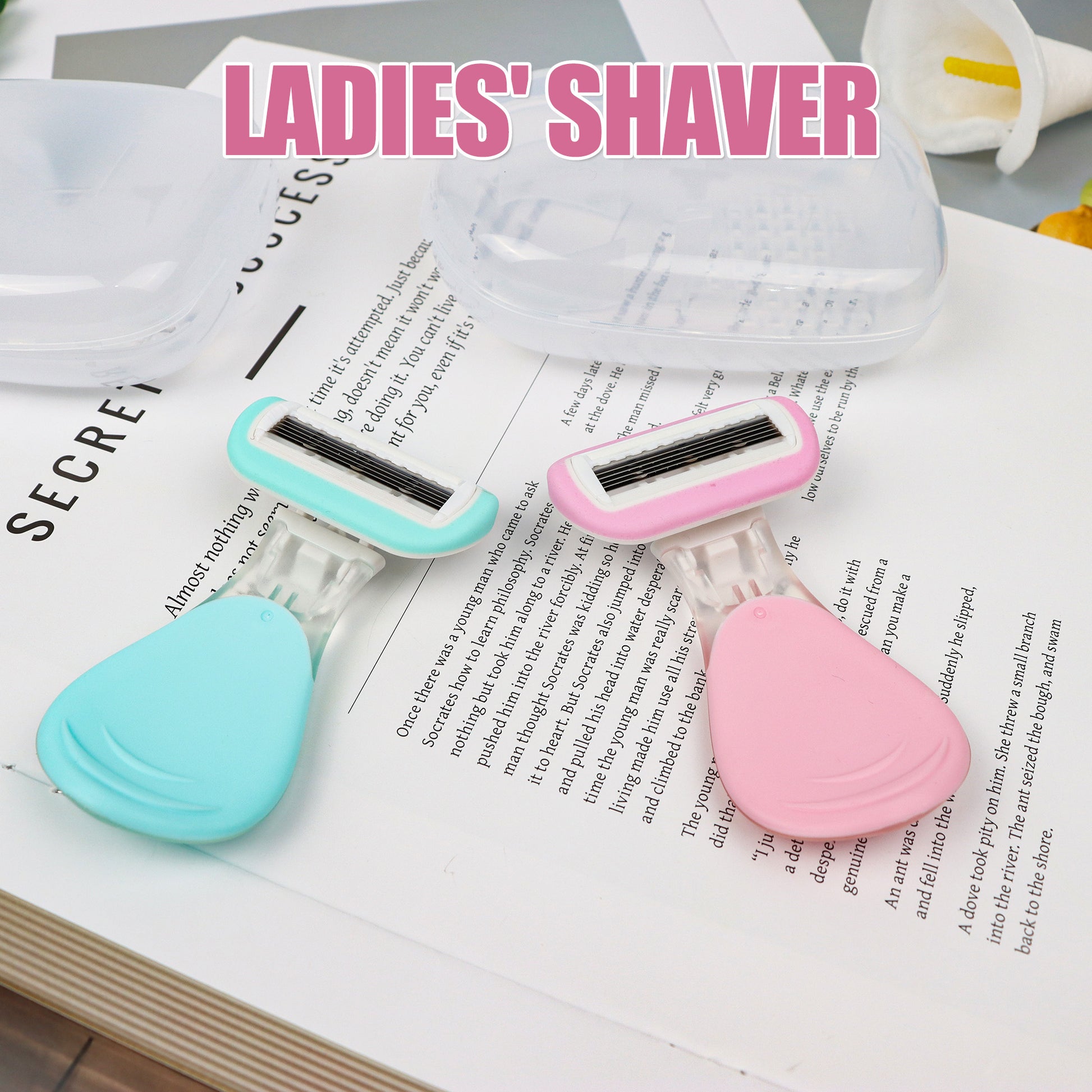 2 Counts Mini Portable Hair Removal Razors for Women, Lightweight Compact Design for Pubic Leg Armpit & Body Hair, Close Precise Shave