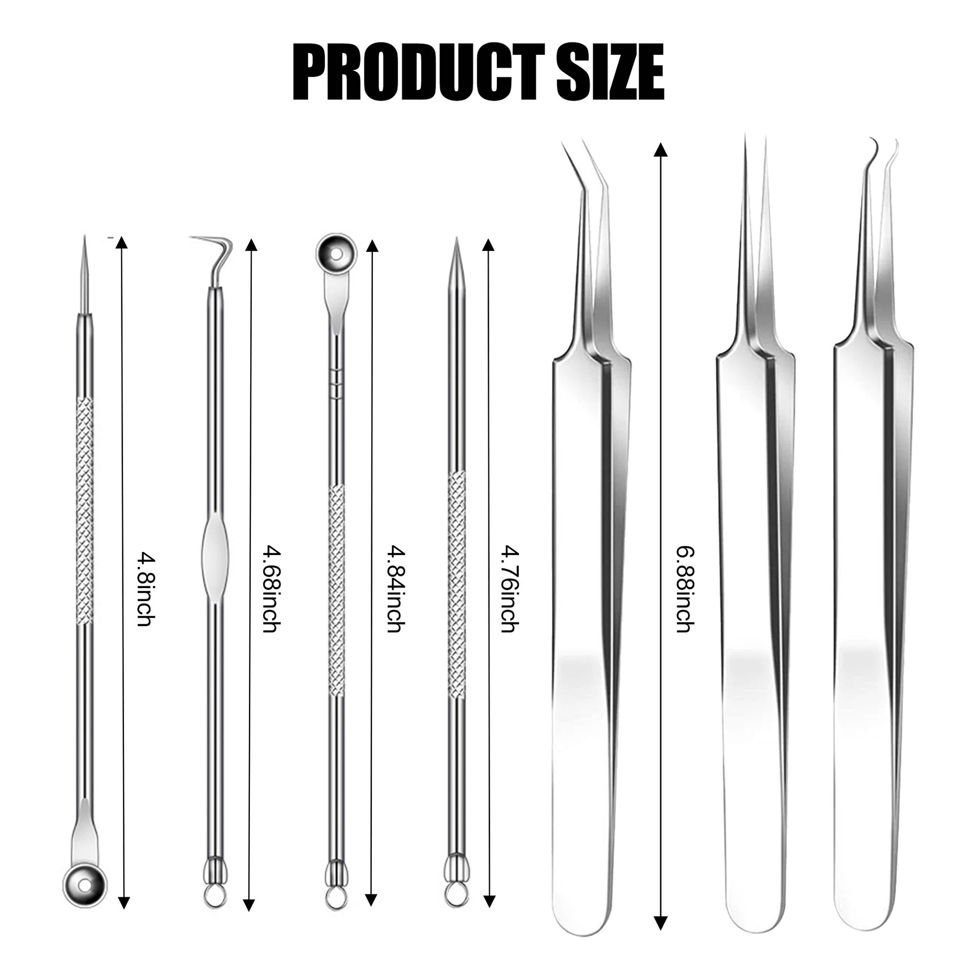 14 Counts Acne Needle Set, Cell Forceps, Blackhead Remover, Pimple Tweezers,  Comedone Whitehead Popping Zit Blemish Facial Skin Care Tools with Metal Case
