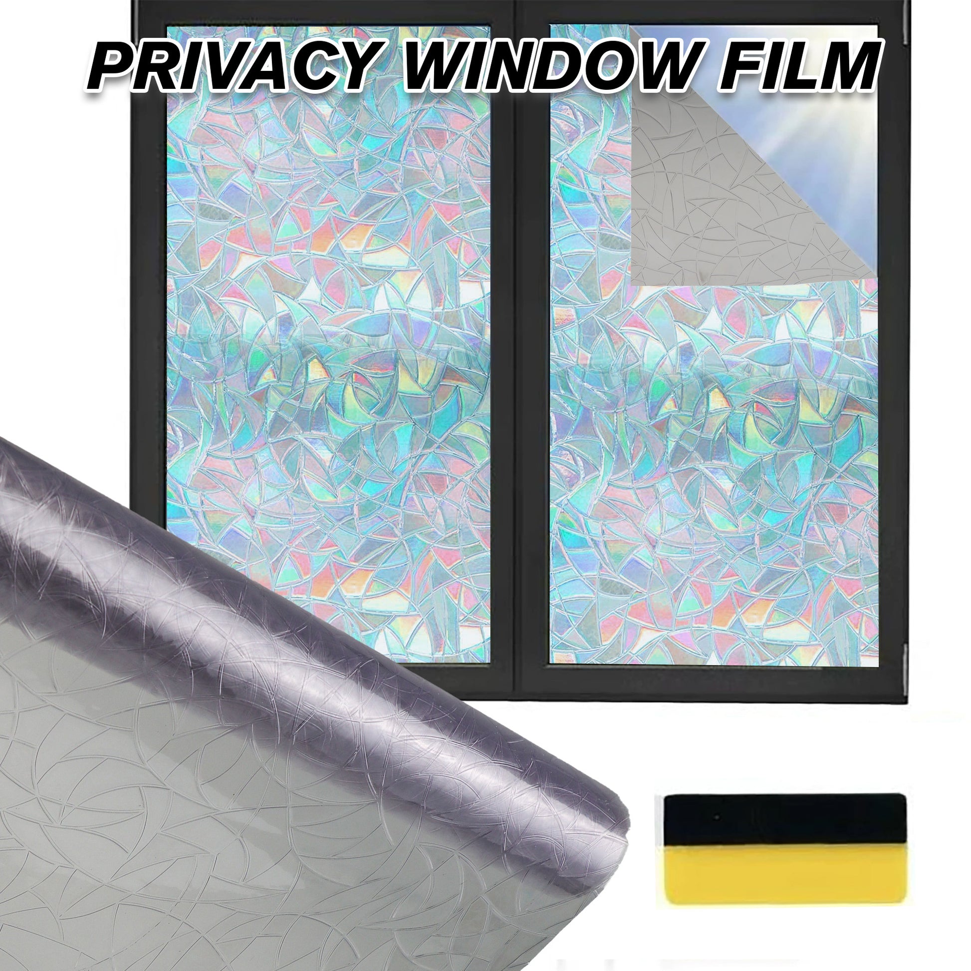 1 Count Window Privacy Film, Static Cling Removable Window Tint, Sun and UV Blocker for Glass Doors, Reflective Mirror Privacy Film