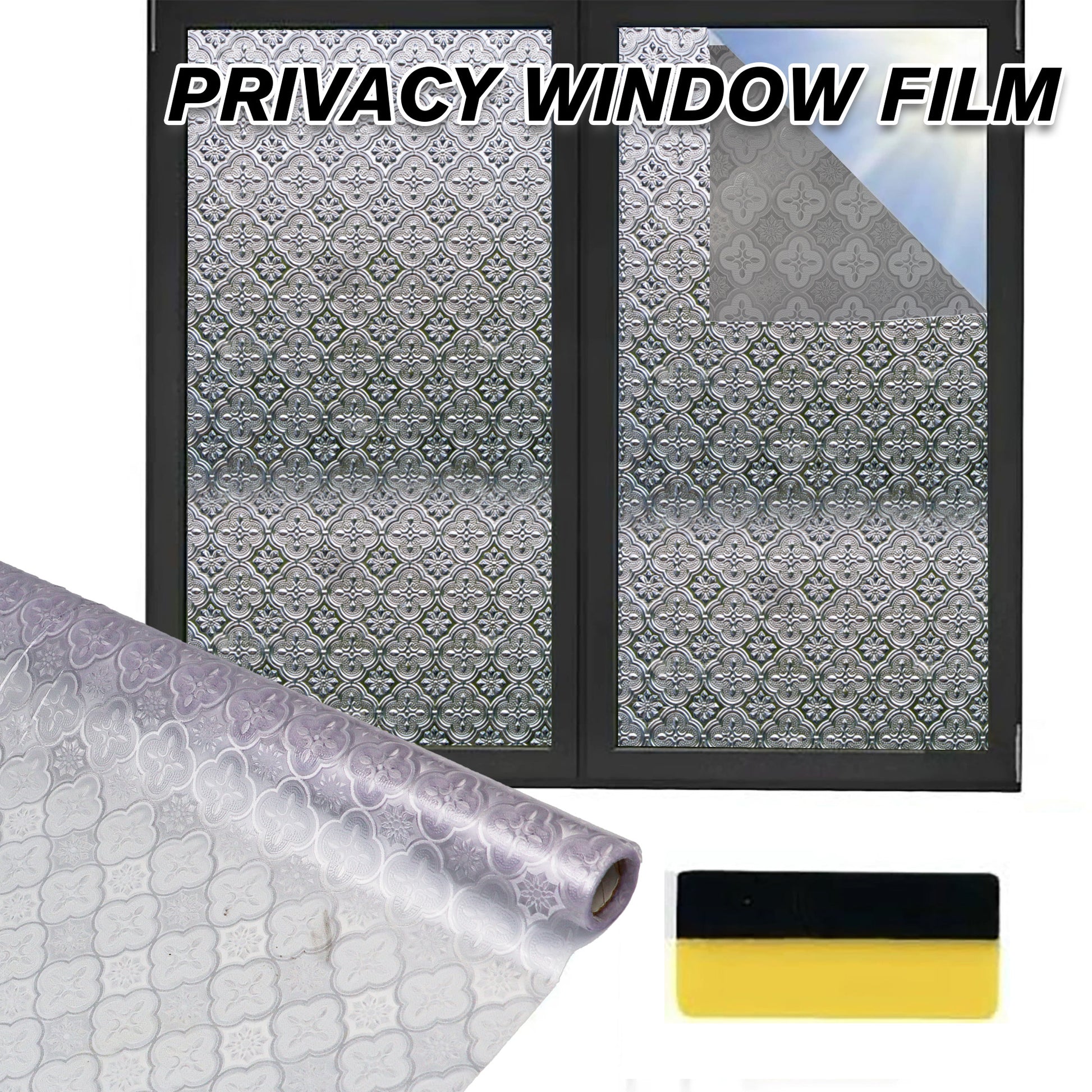 1 Count Window Privacy Film, Static Cling Removable Window Tint, Sun and UV Blocker for Glass Doors, Reflective Mirror Privacy Film