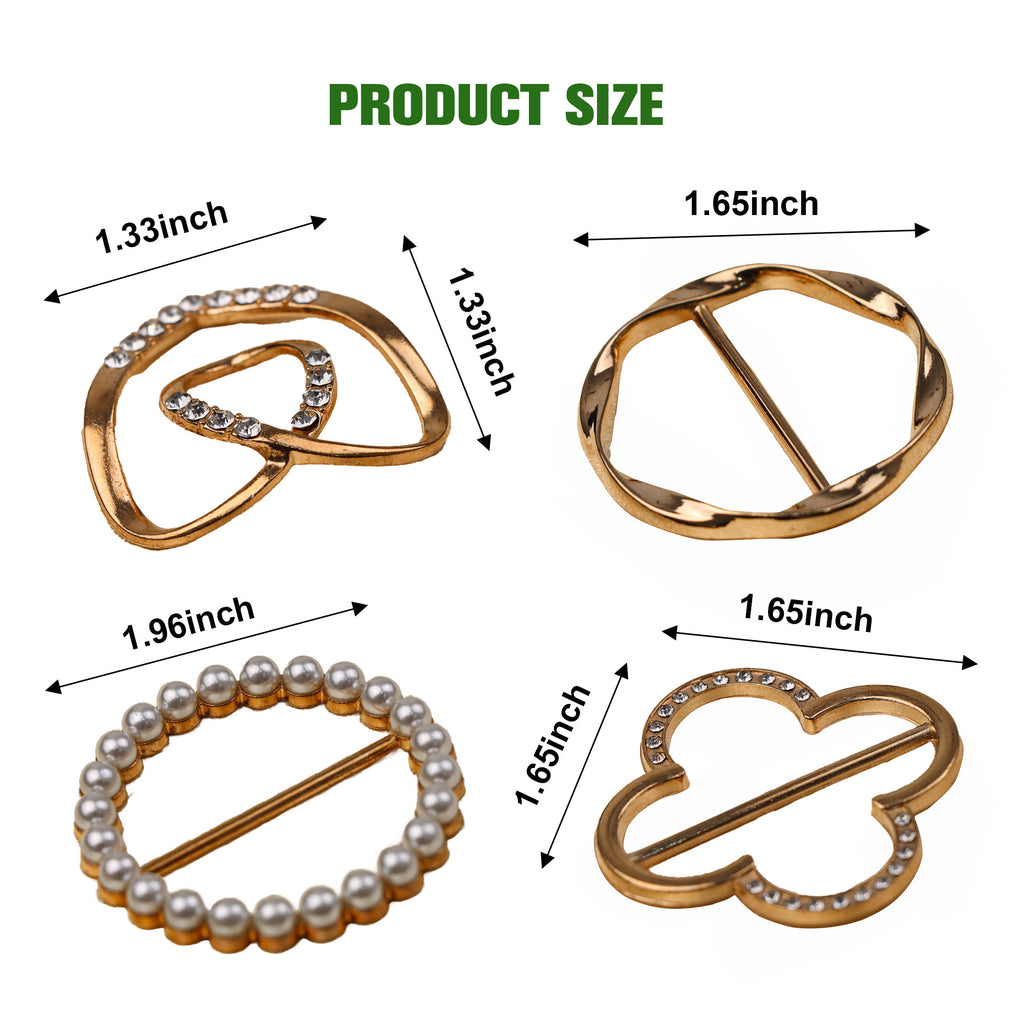 4 Counts Women Clothing Scarf Ring, Rhinestone & Pearl Design for Stylish Outfits