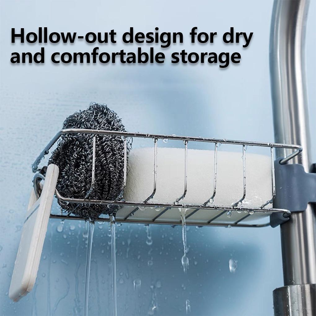 2PCS Kitchen Sink Faucet Organizer, Adjustable Detachable Sponge Holder, Soap Kitchen Sink Drain Rack，Rustproof Stainless, Towel Hook Bathroom Universal