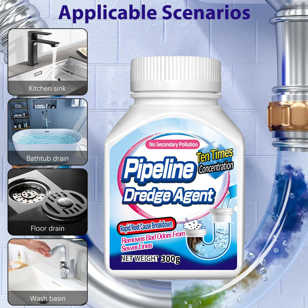 Pipeline Dredging Agent 300g - Powerful Quick Cleaning Drain Clog Remover for Kitchen Bathroom Toilet - Smooth Pipe Flow Restorer